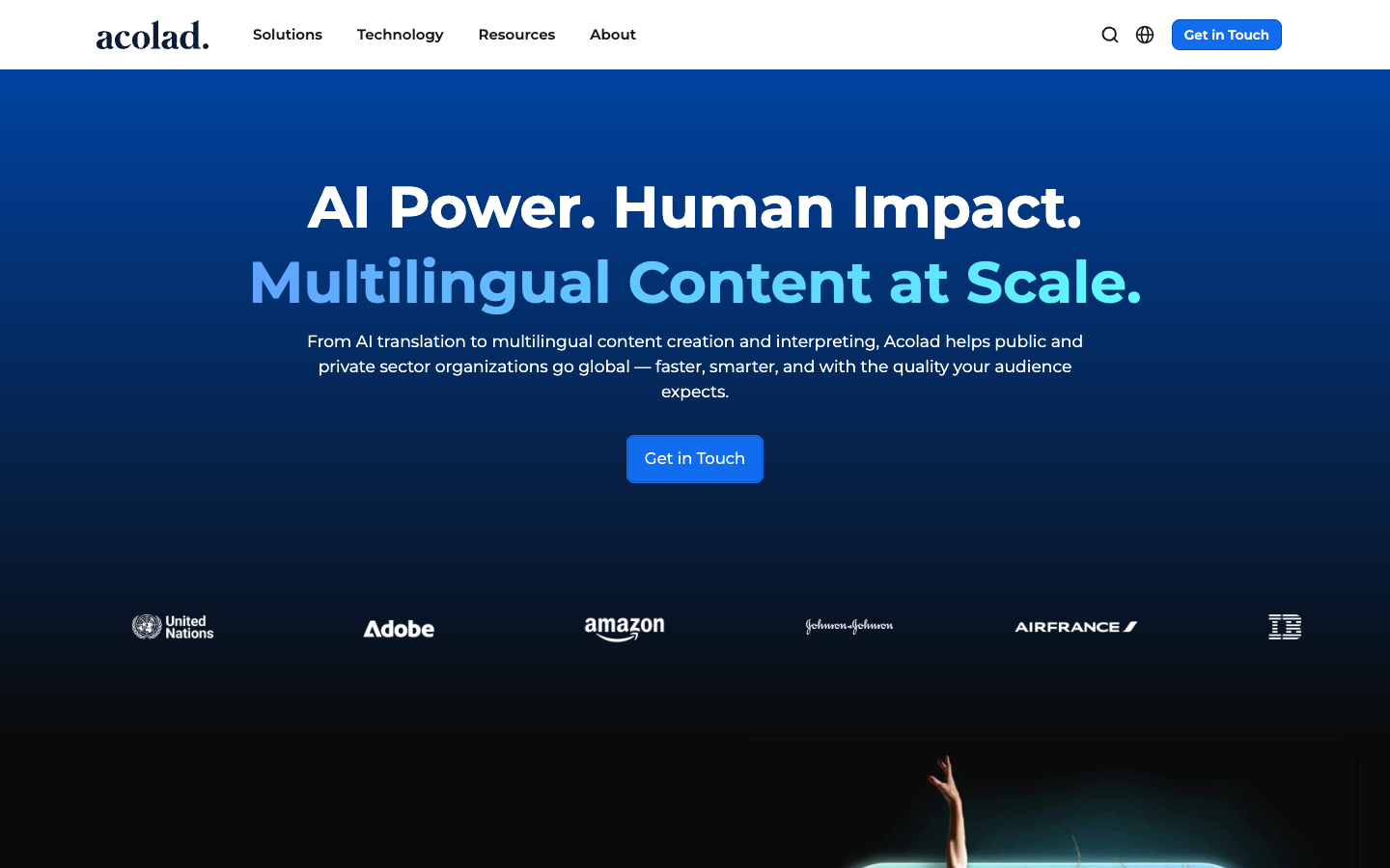 Acolad homepage - enterprise multilingual SEO and translation services