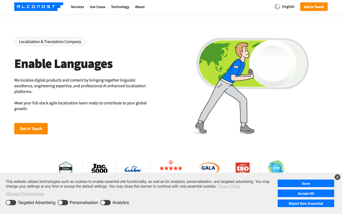 Alconost homepage - app localization and multilingual ASO services