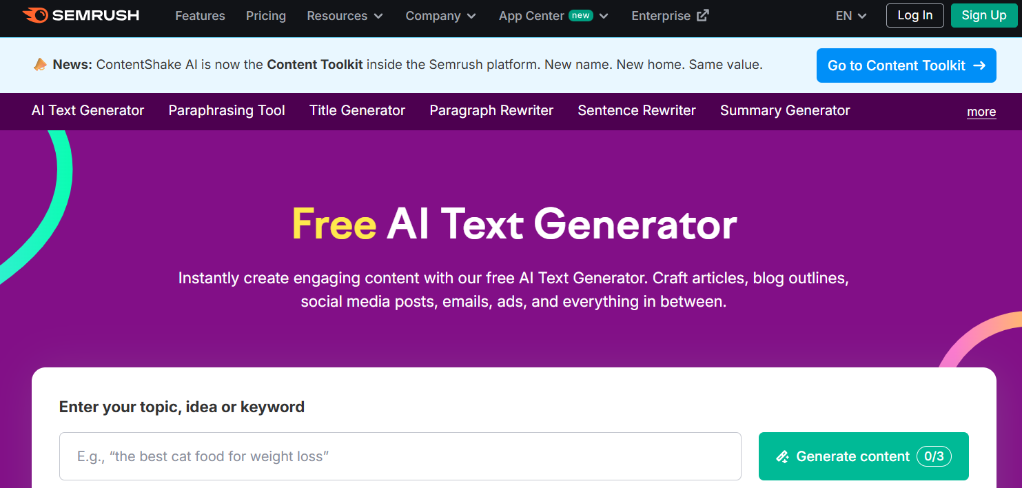 SemRush - Best Copywriting Tools