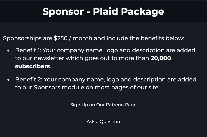 Monetization stack &mdash; display ads, sponsorships, and creator revenue