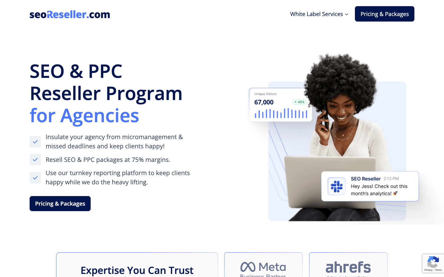 SEO Reseller homepage - white-label SEO fulfillment for agencies