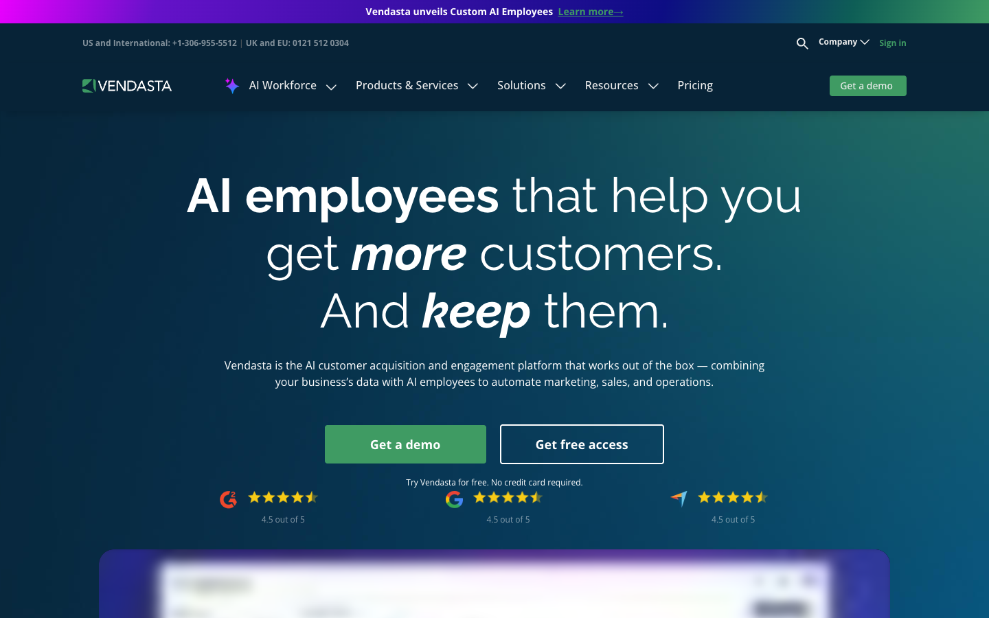 Vendasta homepage - white-label platform for multi-service agencies